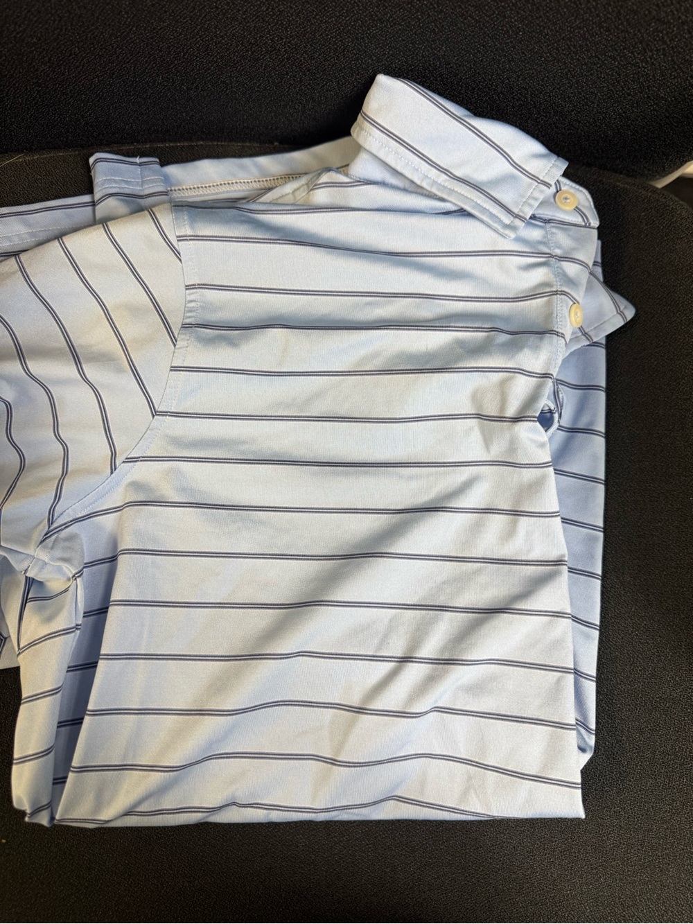 Men's Short-Sleeve Striped Polo in Light Blue
